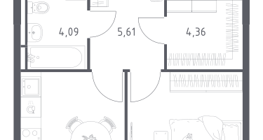 1-к. квартира, 35&nbsp;м²