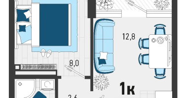 1-к. квартира, 27&nbsp;м²