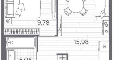 Студия, 34&nbsp;м²