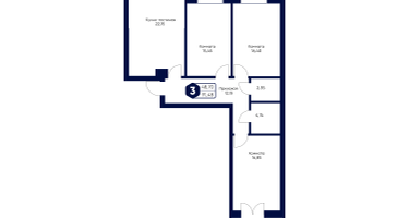 3-к. квартира, 91&nbsp;м²