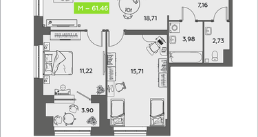 Студия, 61&nbsp;м²