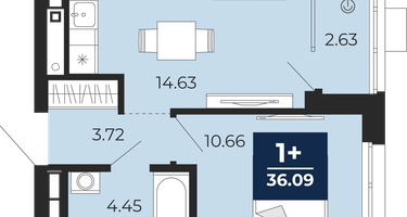 1-к. квартира, 33&nbsp;м²