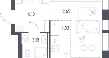 Студия, 25&nbsp;м²