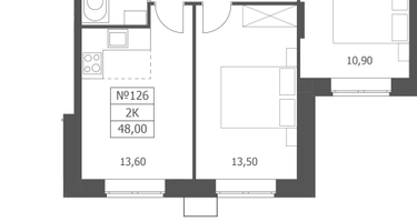 2-к. квартира, 48&nbsp;м²