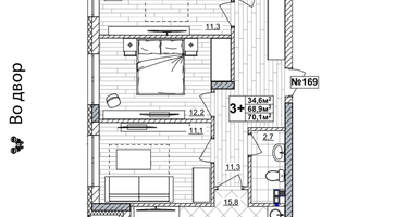 3-к. квартира, 70&nbsp;м²