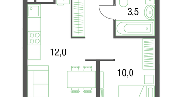 1-к. квартира, 32&nbsp;м²