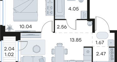 1-к. квартира, 35&nbsp;м²