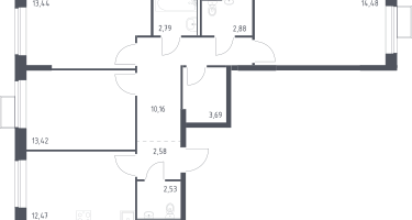 3-к. квартира, 78&nbsp;м²