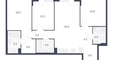 3-к. квартира, 102 м²