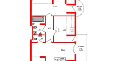 2-к. квартира, 65&nbsp;м²