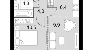 2-к. квартира, 35&nbsp;м²