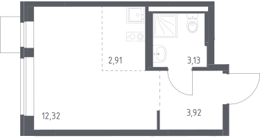 Студия, 22&nbsp;м²