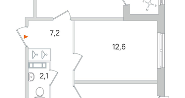 2-комнатная квартира, 53&nbsp;м²