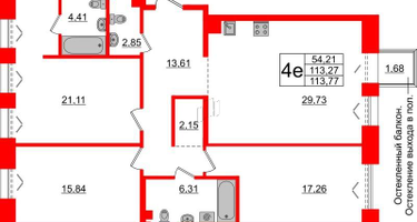 3-к. квартира, 114&nbsp;м²