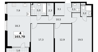 4-к. квартира, 104 м²