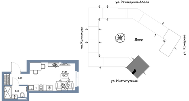 Студия, 21 м²