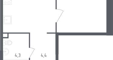 1-к. квартира, 34&nbsp;м²
