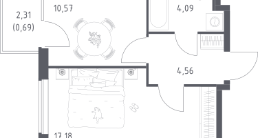 1-к. квартира, 37&nbsp;м²