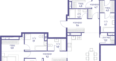 5-к. квартира, 159&nbsp;м²
