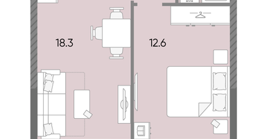 Студия, 37 м²