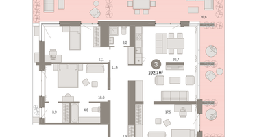 3-к. квартира, 192 м²