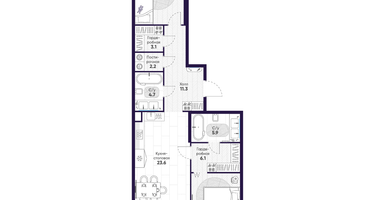 2-к. квартира, 87&nbsp;м²