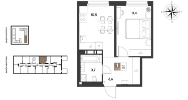 1-к. квартира, 32 м²