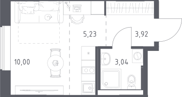 1-к. квартира, 22&nbsp;м²