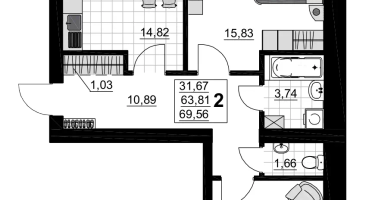 2-к. квартира, 69&nbsp;м²