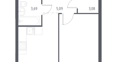 1-к. квартира, 37&nbsp;м²