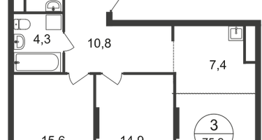 3-к. квартира, 75&nbsp;м²