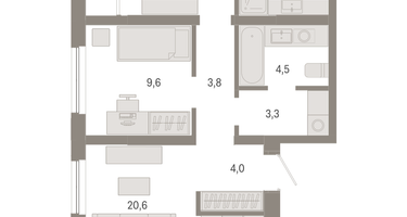 2-к. квартира, 66&nbsp;м²