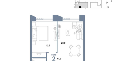 2-к. квартира, 41 м²
