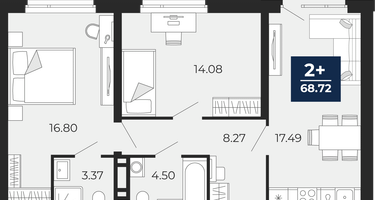 2-к. квартира, 64 м²