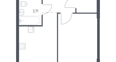 1-к. квартира, 37&nbsp;м²