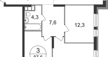 3-к. квартира, 87&nbsp;м²