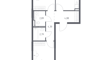 2-к. квартира, 57&nbsp;м²
