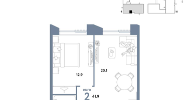 2-к. квартира, 41&nbsp;м²
