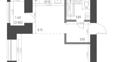 Студия, 34&nbsp;м²