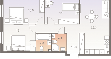 4-к. квартира, 84&nbsp;м²