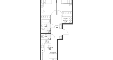 2-к. квартира, 66&nbsp;м²