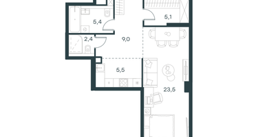 1-к. квартира, 50&nbsp;м²