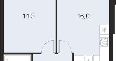 1-к. квартира, 42&nbsp;м²