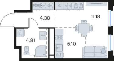 Студия, 25&nbsp;м²