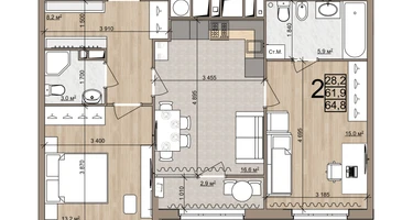 2-к. квартира, 64&nbsp;м²