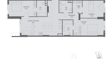 3-к. квартира, 101&nbsp;м²