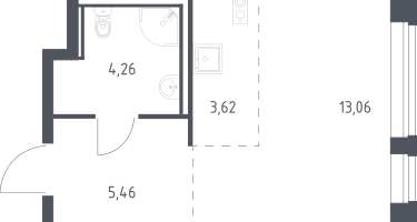 Студия, 26&nbsp;м²