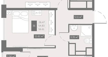 2-к. квартира, 56&nbsp;м²
