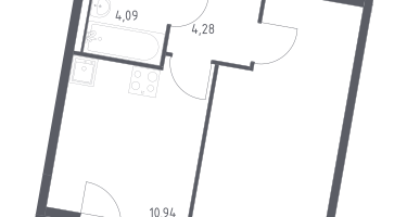 1-к. квартира, 34&nbsp;м²