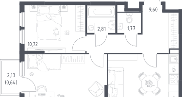 2-к. квартира, 53&nbsp;м²